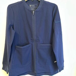 Navy blue Figs lightweight zip-up jacket